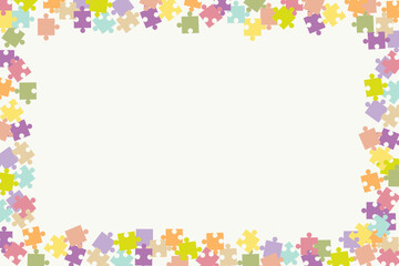 children's background frame of colorful puzzles