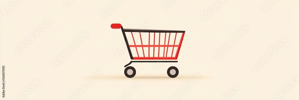 Aufkleber elegant flat design of a shopping cart waiting to be filled with products in a soft, modern backgrou