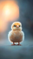Obraz premium Adorable fluffy yellow baby chick