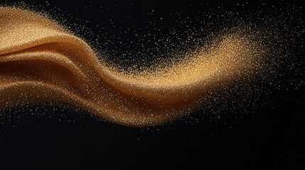 Elegant Golden Glitter Wave on Dark Background