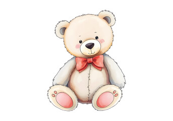 Obraz premium Cute teddy bear in watercolour technique. Vector illustration.
