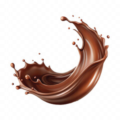 Realistic splash of chocolate juice or liquid chocolate in wave style isolated on white background 