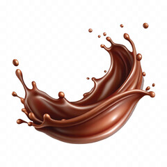 Realistic splash of chocolate juice or liquid chocolate in wave style isolated on white background 