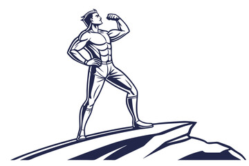 Fototapeta premium Bodybuilder Power Pose Vector Art. Strength and Confidence