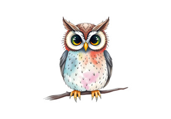 Naklejka premium Cute owl in watercolour technique. Vector illustration.