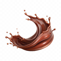 Realistic splash of chocolate juice or liquid chocolate in wave style isolated on white background 