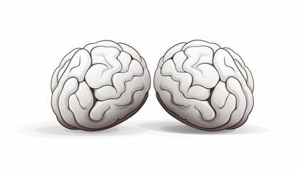 Fototapeta premium Minimalist logo featuring isolated human brain hemispheres on a white background