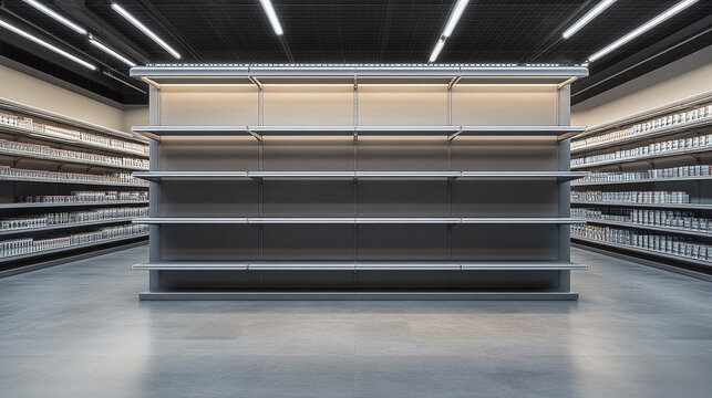 Blank mockup of store shelves featuring a dangler and wobbler shelf sign