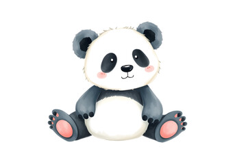 Obraz premium Cute little panda in watercolour technique. Vector illustration.