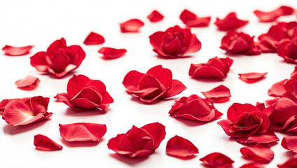 Fototapeta premium Elegant Red Rose Petals Isolated on a White Background for Romantic Occasions
