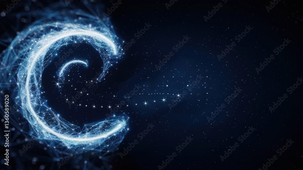 Poster abstract digital swirl: an abstract and mesmerizing visual, featuring a glowing blue swirl, crafted 