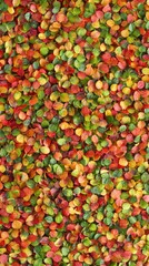 Autumn leaves scattered background, vibrant fall colors, close up view