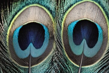 Obraz premium The intricate texture of peacock feathers makes for a gorgeous, richly hued background