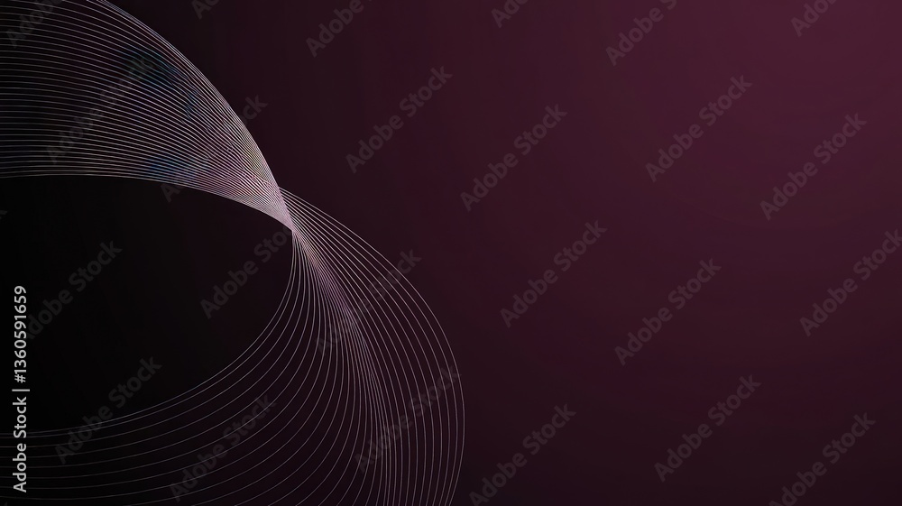 Poster ethereal symphony: an elegant abstract design, where soft lines dance across a rich dark background,