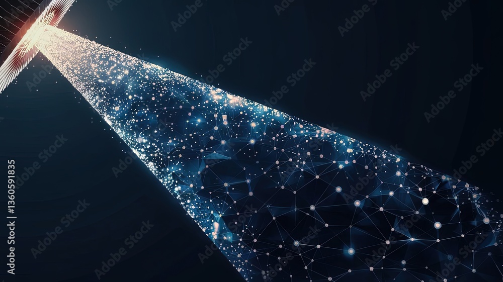 Poster digital beam: illustrating the flow of data, this image showcases a stylized digital beam emanating 