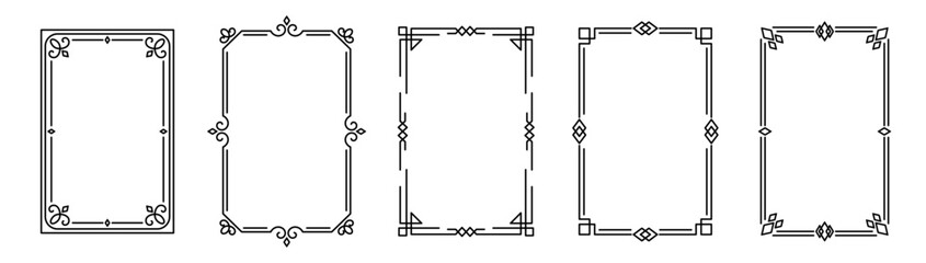 vintage frames editable stroke for certificate, greeting, invitation, wedding, luxury, poster, website, scroll etc design. Vintage calligraphic antique borders design 