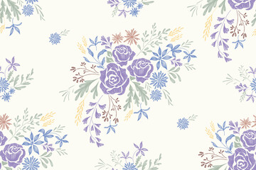 Minimal Floral pattern seamless paisley embroidery texture pink coneflower flower motifs. Vintage ikat style vector illustration design hand drawn .