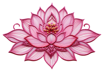 PNG  Lotus in embroidery style pattern flower dahlia.