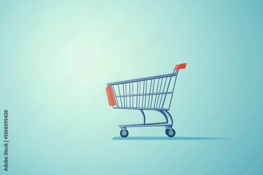 Poster Empty shopping cart design waiting for products in a soft background with a modern and elegant flat style Generative AI