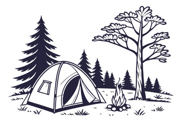 Outdoor Campfire and Tent Vector Art for Nature Lovers