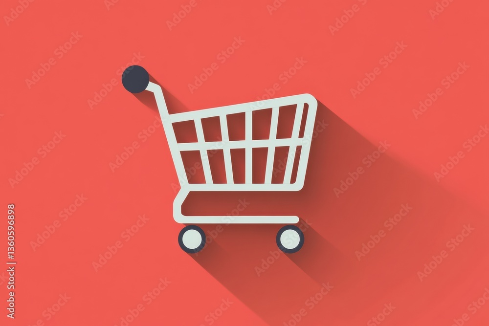 Poster Modern flat design of an empty shopping cart on a soft background waiting for products to be added for online or in-store shopping experiences Generative AI