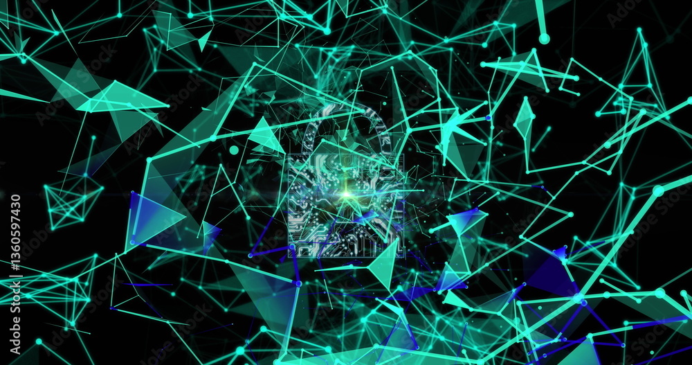 Aufkleber image of online security padlock with network of connections in background