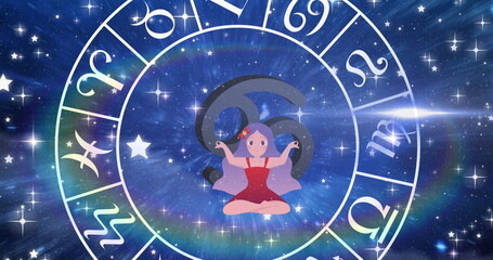 Image of spinning star sign wheel with cancer sign and stars © vectorfusionart