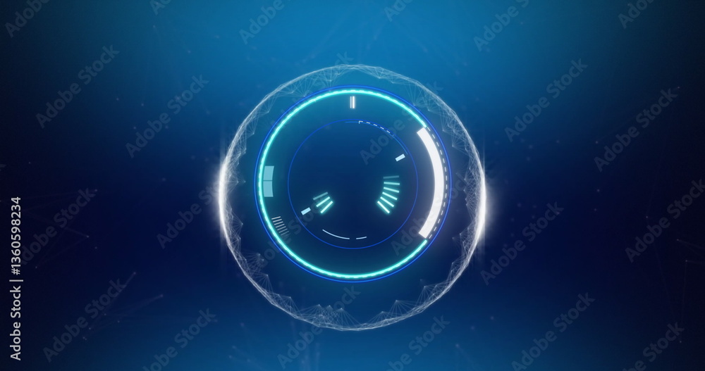 Poster image of scope scanning and data processing on blue background