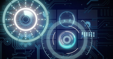 Image of scopes scanning and data processing over digital screen