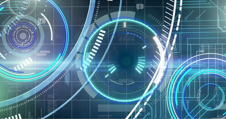 Image of scopes scanning and data processing over digital screen