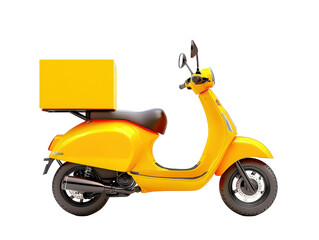 Isolated Yellow Scooter Delivering a Package