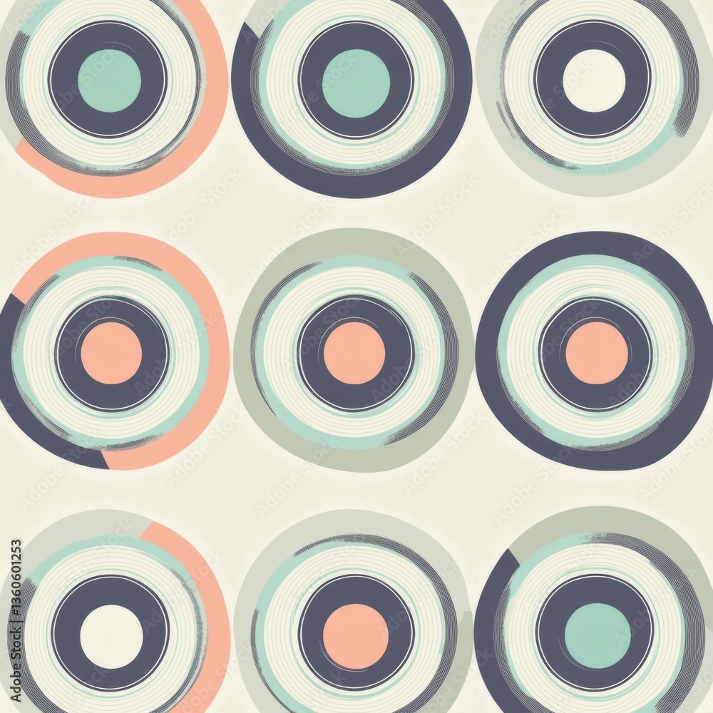 Leinwandbilder seamless retro polka dot pattern with pastel colors and soft fabric texture reminiscent of vintage d