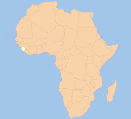 Detailed national location map of SIERRA LEONE within the great continent of Africa