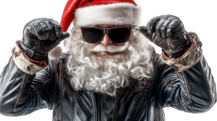 Santa Claus in a Cool Motorcycle Jacket