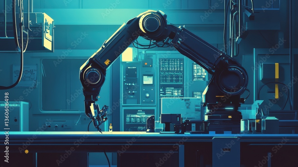 Aufkleber a robotic arm operates within a high tech laboratory environment
