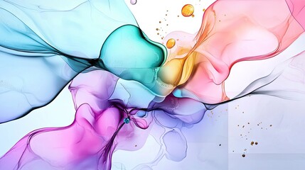 Fototapeta premium Soft pastel abstract watercolor splash, blending pink, blue, and purple hues.