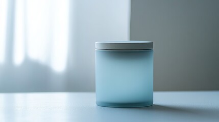 A cylindrical tea storage container made of frosted matte glass with a tightly sealed ceramic lid