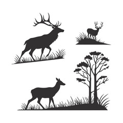 Naklejka premium set of silhouettes of deer