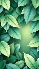 Obraz premium Beautiful green leaves creating a serene phone wallpaper perfect for nature lovers. 