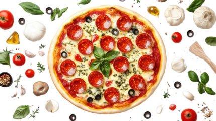 pizza with tomato and basil