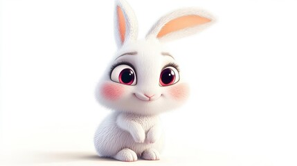 Obraz premium adorable bunny with expressive eyes on a clean white backdrop showcasing its delicate details
