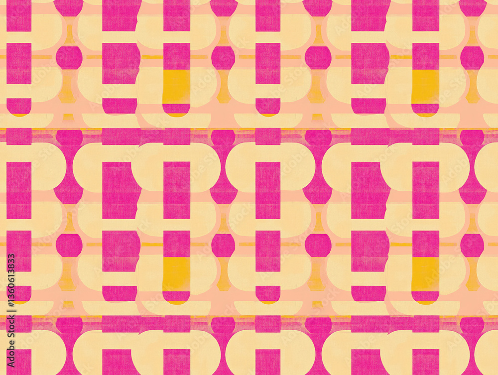 Aufkleber vibrant retro abstract pattern featuring geometric shapes in pink, yellow, and beige tones. design i