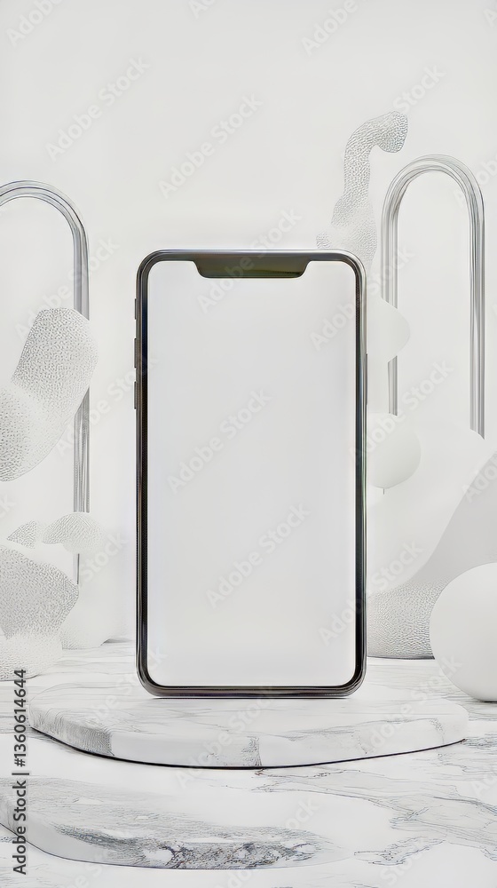 Poster sleek mobile device presentation: modern design showcasing a smartphone with a blank screen in a min