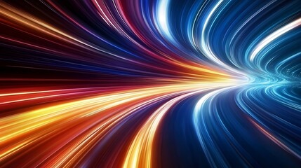 Obraz premium A vibrant abstract depiction of light trails in motion, evoking speed and energy.