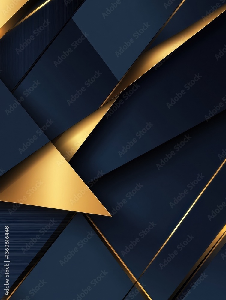 Aufkleber Sleek and modern abstract background with geometric shapes reflecting political structure in deep blue and gold tones Generative AI