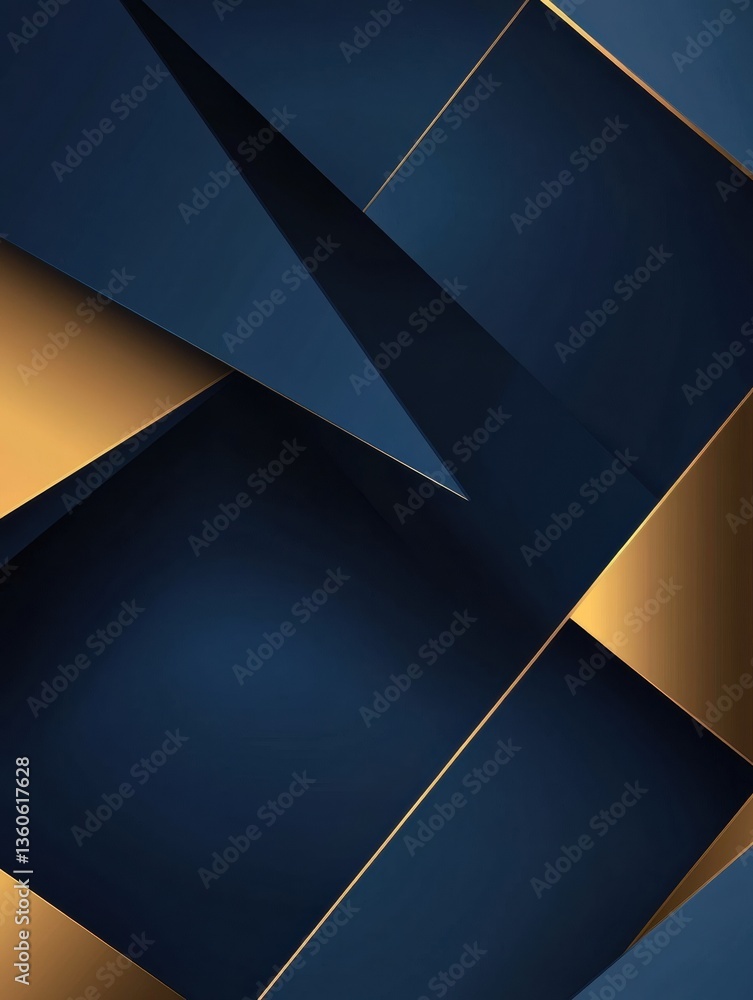 Poster Sleek modern abstract background featuring geometric shapes in deep blue and gold reflecting political structure and aesthetics Generative AI
