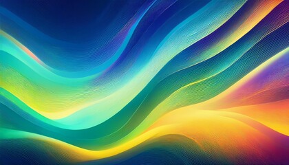 Obraz premium colorful abstract grainy divided blue yellow green blurry glowing wave pattern fluorescent colors background
