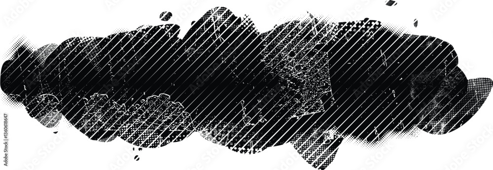 Aufkleber Grunge textured banner with rough edges. Halftone dots texture. Overlay grunge texture . Simply place texture over any object to create grunge effect . Banner with scratched surface for your design