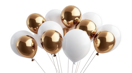 Shiny Gold and White Balloons Cluster