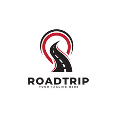Fototapeta premium road route logo. Concept of destination, address, position, journey, gps map, etc. Creative vector symbol of highway.